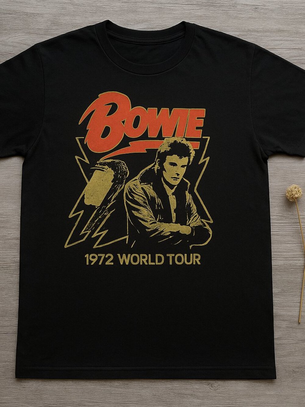 Bowie 1972 World Tour Graphic Tee | Vintage Rock Music T-Shirt | Black Retro